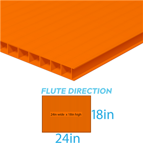 Corrugated Plastic 24inx18inx4mm Orange