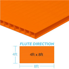 Corrugated Plastic 4ftx8ftx4mm Orange