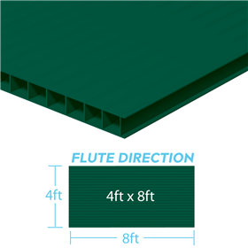 Corrugated Plastic 4ftx8ftx4mm Green