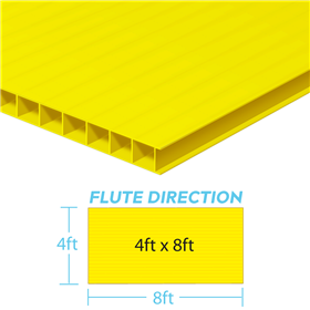 Corrugated Plastic 4ftx8ftx10mm Yellow